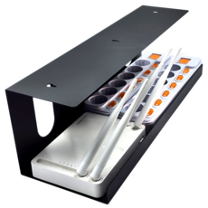 풀세트구성 무타공 멀티탭 거치대 선반 컴퓨터 책상 전선정리, 1세트, 블랙_(L)