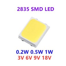100pcs 고휘도 2835 SMD LED 칩 0.5W 1W 18V 9V 6V 3V 130lM 차가운 자연 흰색 LED 3000K 4000K 6000K 9000K, [05] 0.2W 3V Cold White