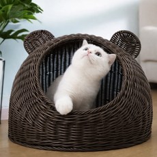 파랑새백화점 라탄패턴 중형묘 숨숨집 coffee 펫가구