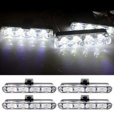 4 In 1 빨간색 파란색 비상 스트로브 조명 경찰 조명 12V 무선 원격 제어 플래시 그릴 라이트 자동차 트럭, 2)White, 1개