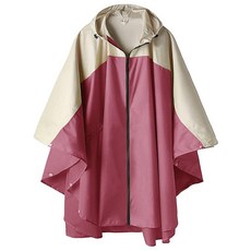 성인용 레인 판초 재킷 코트 후드 포켓 포함 버건디 One Size