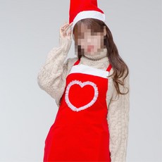하트 레이스 앞치마 모자세트 코스튬 크리스마스 파티룩 산타코스프레 산타옷 산타, 상세페이지참조