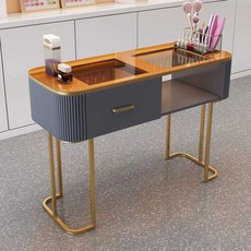 네일 아트 테이블 네일아트 화이트 가구 시술대, 1개, 유리 골드애쉬 100 반원형