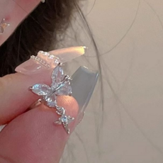 나비 이어커프 클립형 귓바퀴 포인트 큐빅 이어커프 여성 드롭 귀걸이