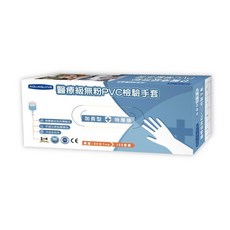 AQUAGLOVE 醫療級無粉PVC檢驗手套 加長型 特厚版, 1個, L號