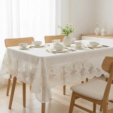 올리올망 레이스 6인 테이블보 방수 식탁보, 6인(182x136cm), 1개