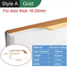 1 件黑金隱藏式櫥櫃拉手鋁合金廚房拉手抽屜把手隱形拉手免打孔衣櫃門把手長家具拉手門五金, A- 磨砂金 - 長度 300mm, 1個