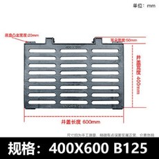 鑄鐵井蓋 重型加筋長方形雨水篦子, 1個