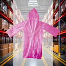 분홍 우비 캠핑 성인우비 일회용 휴대용 축제 pvc
