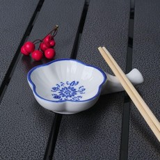 青花陶瓷 梅花筷架 帶把小碟子 勺子托 湯匙架, 1個, 梅花筷架 4個裝