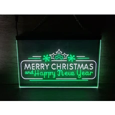 듀얼 컬러 LED 네온 사인 메리 크리스마스 새해 소나무 콘 2 색 디스플레이, 03 30x20 Desktop Style, 06 White and Green