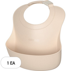 모윰 실리콘 이유식 턱받이, 1개, 베이지