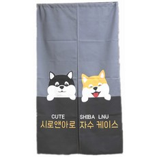 簡單生活館 日式印花長版門簾, 柴犬-灰色