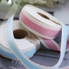 리본빌 자카드리본 10마 자수리본 레이스 스트랩 DIY 9M, 1개, V. 파스텔 파인 스티치 25mm(핑크)