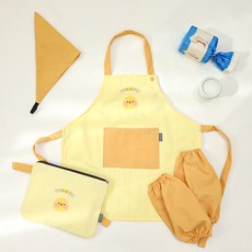 세맘스 동글동글 어린이 방수앞치마+두건+토시+파우치세트