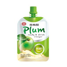 【十全】即飲果醋飲料100ml 隨身飲 (青梅醋/葡萄醋/蘋果醋/蔓越莓醋/蜜桃醋/鳳梨醋/百香果醋) 多種口味, 1個, 青梅100ml/包