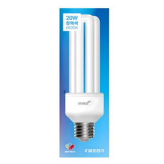 번개표 안정기 내장형 램프 20W T4 3U PAI E26, 전구색, 1세트