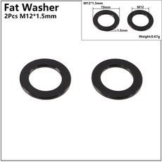 HEPPE 자전거 스루 액슬 와셔 M12 M15 스페이서 MTB 도로 허브 튜브 샤프트 꼬치 0.5mm 1.5mm 3mm 4mm 5mm 6mm 두께, 2Pcs M12x1.5mm Flat