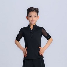 DIU 男生拉丁舞服男童專業考級比賽練習功服男孩長袖黑色長褲集訓套裝