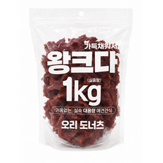 더조은 왕크다 강아지간식 대용량 육포 사사미, 1kg, 1개, 오리도너츠