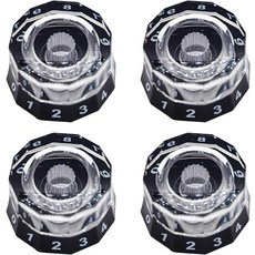 기타 노브 손잡이 부품 튜닝 4pcs 전기 18스플라인 투명 도데카곤 속도 조절 볼륨 톤 파란색/흰색 레스폴 깁슨 액세서리용, Black/White