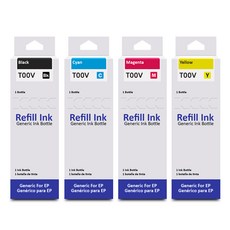모노테크 엡손 호환잉크 세트 T00V, 1세트, 검정+파랑+빨강+노랑