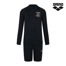 아레나 본사 공식 파라다이즈 아동 래쉬가드 세트 A3BB1BS01BLK