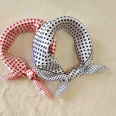 복고 쁘띠 새틴 땡땡이 스카프