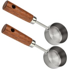 그라운드 커피용 스테인리스 스틸 커피 스쿱 15ml 커피 계량 스쿱 나무 손잡이 커피 스푼 포함 실버