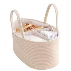 Sailozai 운반에 편리한 뜨개질 수납 바구니 기저귀 주최자. 여러 공간과 튼튼한 소재로 소품 정리에 편리합니다. 베이지, 1개, 상세페이지 참조