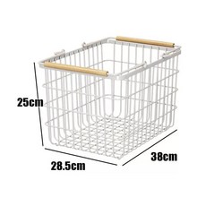 책가방 정리대 학원 정리 철제 가방장 만화책보관함 이동식, 1개, N. 나무 손잡이 소형 바구니