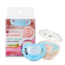 더블하트 Soft Buddy 노리개 젖꼭지, S(0~3개월), 블루, 1개