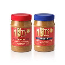 넛츠어바웃 100% 땅콩버터 크런치 + 스무스 혼합구성, 2개, 500g
