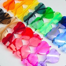 하트 선글라스 생일 파티 기념일 촬영 색안경 소품, 1개, 하트안경-레몬