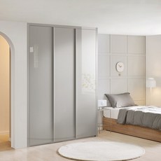 보루네오 하이그로시 샤인 여닫이 작은방 붙박이장 150cm, 그레이 150cm