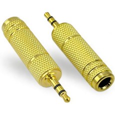3.5mm 수컷에서 6.35mm 암 stereo 헤드폰 어댑터 14인치또는 암에서 TRS 스테레오 수컷 커넥터 변환용 앰프 골드 2개