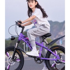 충격흡수 주니어자전거 초등학생 중학생 자전거 MTB 산악자전거 18 20 22 24인치, 22인치, 퍼플 1단 디스크 브레이크 충격흡수, 1개
