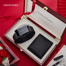Caecnkoen錢包 皮帶禮盒套裝 真皮男士腰帶 自動扣皮帶 褲腰帶 牛皮腰帶 商務休閒皮帶 正裝皮帶腰帶【奧特萊斯】
