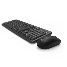큐센 무선 키보드 마우스 세트 + 키스킨, 블랙, MK210(키보드), 일반형