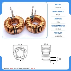 40mm 6.8/33/180/220/330/900UH/2/10/15MH KS 157125 Sendust 토로이달 인덕터 SPWM 필터, 03 47uH 3x1.6 H, 01 CHINA