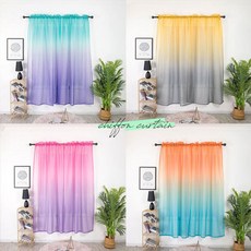 그라데이션 쉬폰 레이스 커튼 - 창문 가리개 암막 바란스