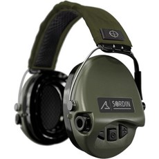 Sordin ACE Schakal 전자 캡슐 청력 보호기 - 사냥 및 사격 스포츠용 블랙 헤드밴드 그린 176870, Green Headband, Green Capsules