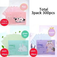100/300pcs/6Packs Protable 페이스 오일 블로팅 페이퍼 매트 물티슈 페이셜 클렌저 컨트롤 흡수 클리닝 도구 213441, Mix-300pcs