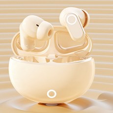 SMABAT무선 블루투스 이어폰 ANC노이즈 캔슬링 핸드폰 이어폰 블루투스5.4 초경량 스포츠 운동 이어폰 IPX5방수, 베이지