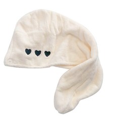 KOUJI 叩吉好物 愛心造型超吸水速乾髮帽 柔軟乾髮神器, 白色, 1個