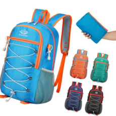 미니가방 스트링 초경량 백팩 휴대용 접이식 가방 등산 배낭, 블랙