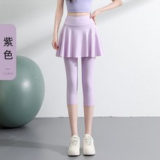 七分瑜伽裤裙女假两件高腰口袋薄款夏季遮挡裙鲨鱼裤大码运动裙裤