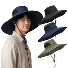 살랑말랑 와이드챙 아웃도어 모자, 네이비