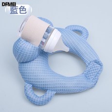 DFMEI 嬰幼兒輔助餵奶枕寶寶自助喝奶哺乳枕懶人神器手握款餵奶支架, 手握款天絲餵奶枕-藍色