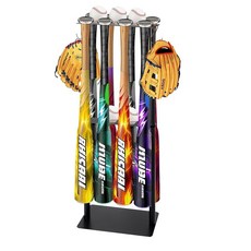 야구 배트 홀더 스탠드 8개의 및 5개의 공을 위한 프리 스탠딩 랙 장갑용 후크 4개가 있는 드릴 없는 소프트볼 오거나이저 홈 팀 더그아웃용 견고한 금속 디스플레이 블랙 193, 야구 배트 홀더 스탠드 8개의 및 5개의 공을 위한 프